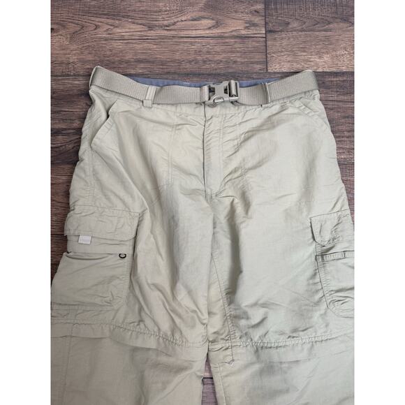 Cabela's Classic Fit Convertible Hiking Pants Nylon Tan Cargo Belted Sz 34x32 - Picture 2 of 9